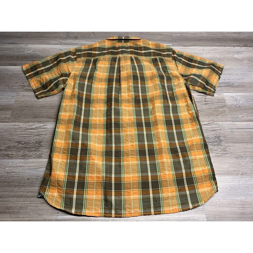 The‎ North Face Plaid Button Up Shirt Mens M Hiking Nylon Blend Outdoors Orange